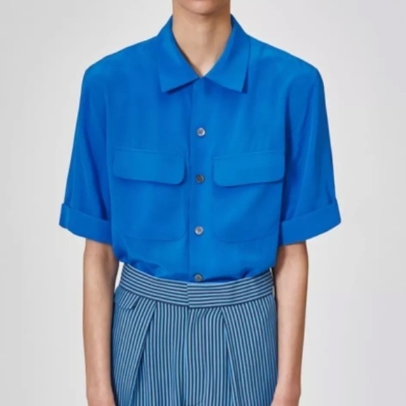 Equipment Short Sleeve Original Silk Cuban Shirt Sky Diver Blue Phluid Project - Picture 1 of 11